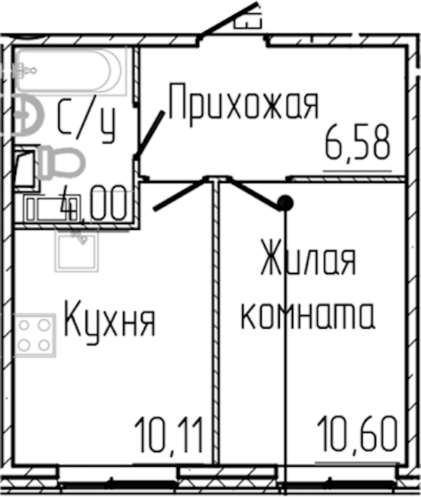 1-комнатная квартира 31.29 м², 2/8 эт., ЖК «SERTOLOVO PARK»